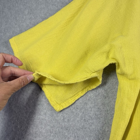 Oh My Gauze Top Women's 3 Yellow Asymetric No Size Tag Check Boho Lagenlook - Picture 4 of 10